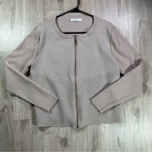 Elegant Beige Knit Zip Sweater by Sioni - Size Medium, Great Condition